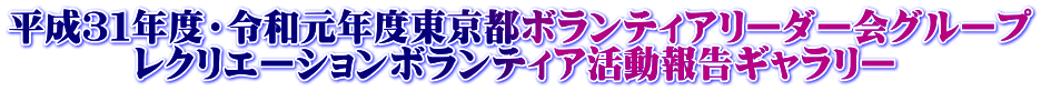 平成３１年度・令和元年度東京都ボランティアリーダー会グループ  　　　レクリエーションボランティア活動報告ギャラリー